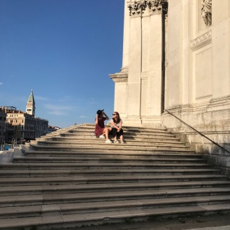 on the steps of basilica santa maria